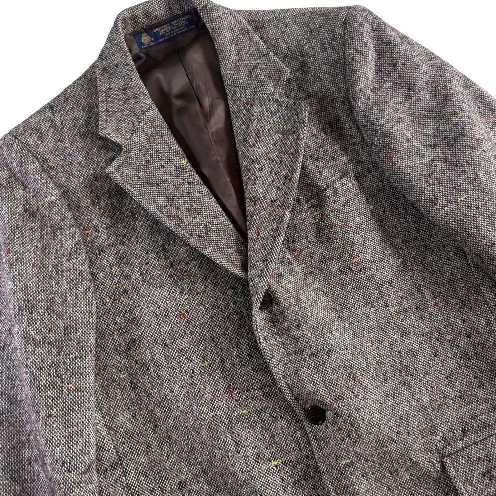 Brooks Brothers Brooks Tweed Blazer Mens 40L Gray Scottish Shetland Wool Vintage